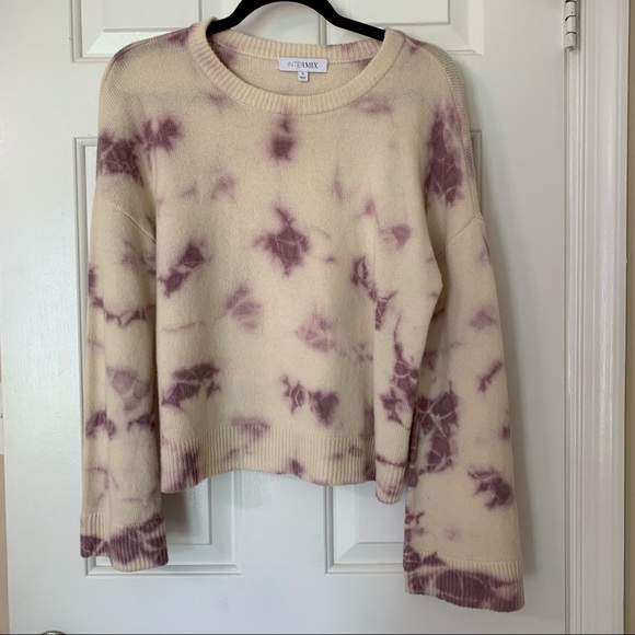 INTERMIX Ombre Wool Cashmere Shea Crewneck Tie-Dye Pink Purple Sweater, Size S - Picture 2 of 4